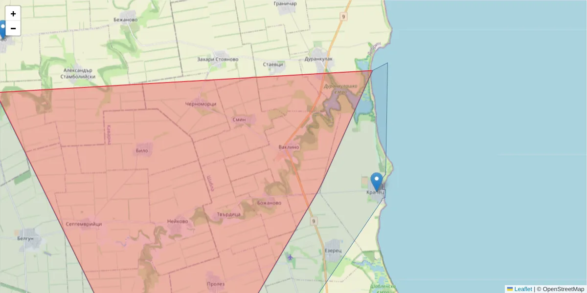 Карта на пощенски код  и съседните пощенски кодове в България